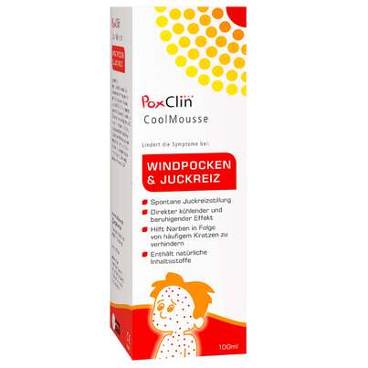 Sie sehen eine Packung PoxClin Cool Mousse, Produktbild: 01 PoxClin Cool Mousse, A-Nr.: 4160717 - 01