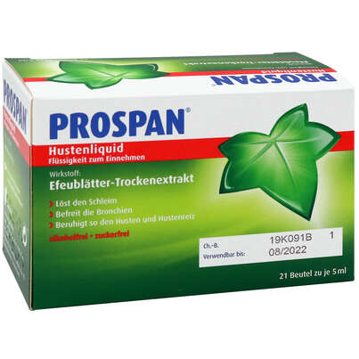 Sie sehen eine Packung Prospan® Hustenliquid, im Stickbeutel, Produktbild: 04 Prospan® Hustenliquid, im Stickbeutel, A-Nr.: 3521509 - 04