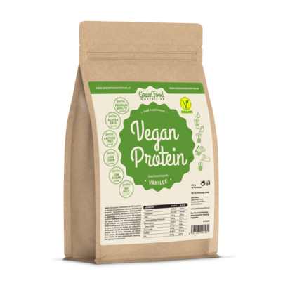 Sie sehen eine Packung GreenFood Nutrition Vegan Protein 750g, Produktbild: 01 GreenFood Nutrition Vegan Protein 750g, A-Nr.: 5633974 - 01