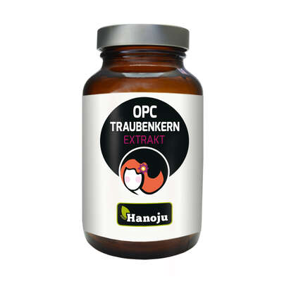Sie sehen eine Packung Hanoju OPC Traubenkern Extrakt Kapseln 400mg, Produktbild: 01 Hanoju OPC Traubenkern Extrakt Kapseln 400mg, A-Nr.: 4385356 - 01