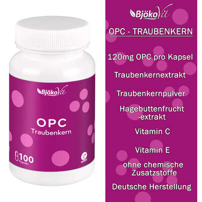 BjökoVit OPC Traubenkern Kapseln vegan, A-Nr.: 5174621 - 07