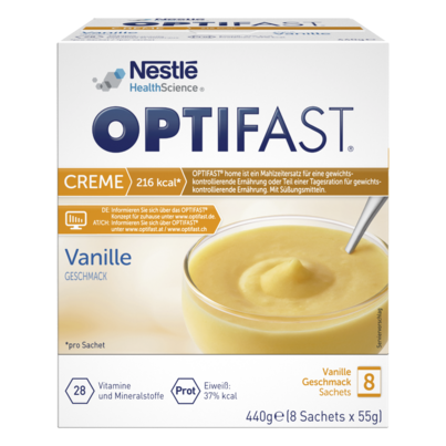 Sie sehen eine Packung OPTIFAST® Creme Vanille, Produktbild: 01 OPTIFAST® Creme Vanille, A-Nr.: 5209638 - 01