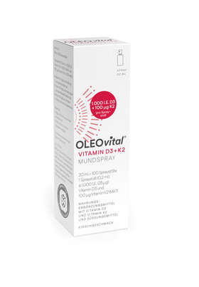 Sie sehen eine Packung OLEOvital® Vitamin D3+K2 Mundspray, Produktbild: 02 OLEOvital® Vitamin D3+K2 Mundspray, A-Nr.: 4768399 - 02