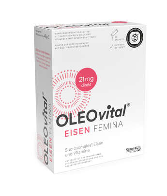 Sie sehen eine Packung OLEOvital® Eisen Femina, Produktbild: 02 OLEOvital® Eisen Femina, A-Nr.: 4540242 - 02