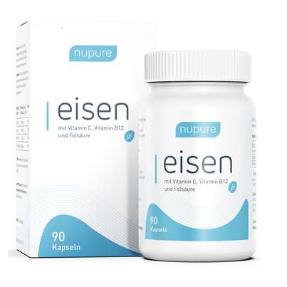 Sie sehen eine Packung Nupure Eisen plus Vitamin C + B12 + Folsäure, Produktbild: 03 Nupure Eisen plus Vitamin C + B12 + Folsäure, A-Nr.: 5778744 - 03