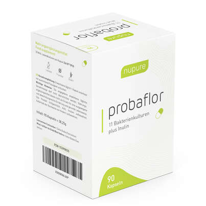 Sie sehen eine Packung Nupure probaflor Probiotika zur Darmsanierung, Produktbild: 01 Nupure probaflor Probiotika zur Darmsanierung, A-Nr.: 5778974 - 01