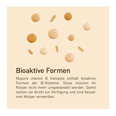 Sie sehen eine Packung Nupure vitamin B-Komplex mit B12 + 7 B-Vitaminen, Produktbild: 05 Nupure vitamin B-Komplex mit B12 + 7 B-Vitaminen, A-Nr.: 5779086 - 05