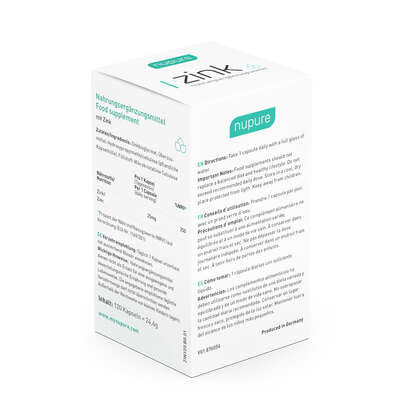 Sie sehen eine Packung Nupure zink Kapseln, Produktbild: 02 Nupure zink Kapseln, A-Nr.: 5779100 - 02