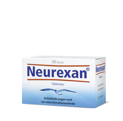 Sie sehen eine Packung Neurexan® Tabletten, Produktbild: 01 Neurexan® Tabletten, A-Nr.: 4231601 - 01