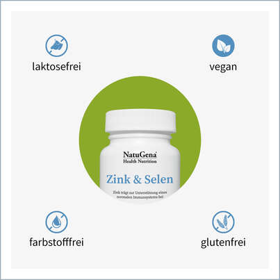 Sie sehen eine Packung NatuGena Zink & Selen Tabletten, Produktbild: 04 NatuGena Zink & Selen Tabletten, A-Nr.: 5404251 - 04