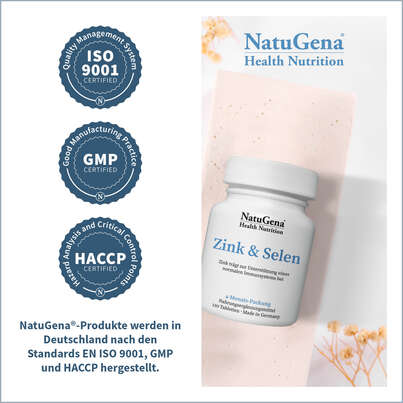 Sie sehen eine Packung NatuGena Zink & Selen Tabletten, Produktbild: 05 NatuGena Zink & Selen Tabletten, A-Nr.: 5404251 - 05