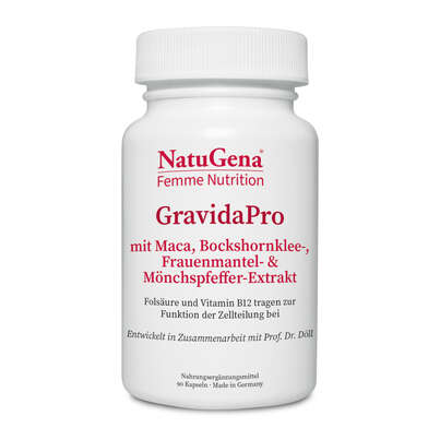 Sie sehen eine Packung NatuGena GravidaPro Kapseln, Produktbild: 01 NatuGena GravidaPro Kapseln, A-Nr.: 5719581 - 01