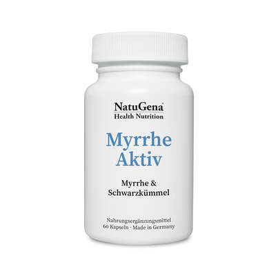 Sie sehen eine Packung NatuGena MyrrheAktiv Kapseln, Produktbild: 01 NatuGena MyrrheAktiv Kapseln, A-Nr.: 5699418 - 01