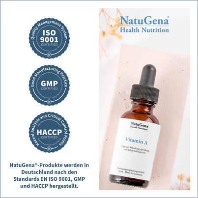 Sie sehen eine Packung NatuGena Vitamin A Liquid, Produktbild: 03 NatuGena Vitamin A Liquid, A-Nr.: 5404239 - 03