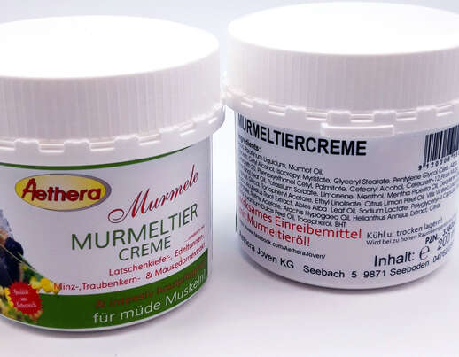 Sie sehen eine Packung Aethera Murmele Murmeltier Creme, Produktbild: 02 Aethera Murmele Murmeltier Creme, A-Nr.: 3380641 - 02