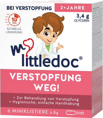 Sie sehen eine Packung mylittledoc® VERSTOPFUNG WEG!, Produktbild: 01 mylittledoc® VERSTOPFUNG WEG!, A-Nr.: 5098469 - 01