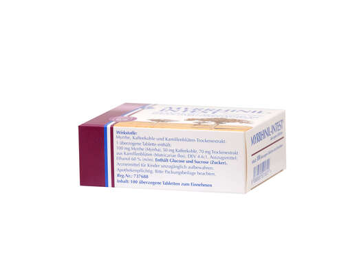 Sie sehen eine Packung MYRRHINIL-INTEST ® überzogene Tabletten, Produktbild: 03 MYRRHINIL-INTEST ® überzogene Tabletten, A-Nr.: 5501824 - 03