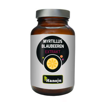 Sie sehen eine Packung Hanoju Myrtillus Blaubeeren Extrakt Kapseln 300mg, Produktbild: 01 Hanoju Myrtillus Blaubeeren Extrakt Kapseln 300mg, A-Nr.: 4256386 - 01