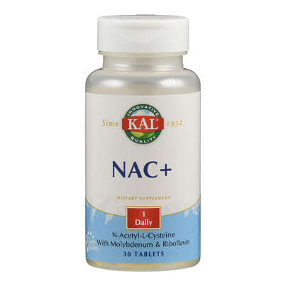Sie sehen eine Packung NAC (N-Acetyl- Cystein) + Molybdän + B2 Tablette KAL, Produktbild: 01 NAC (N-Acetyl- Cystein) + Molybdän + B2 Tablette KAL, A-Nr.: 5597669 - 01
