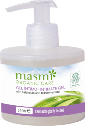 Sie sehen eine Packung Masmi Organic Care - Bio Intimwaschgel, Produktbild: 01 Masmi Organic Care - Bio Intimwaschgel, A-Nr.: 3335238 - 01