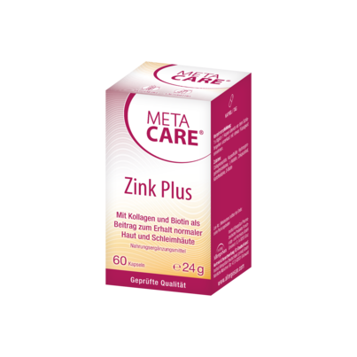 Sie sehen eine Packung META-CARE® Zink Plus, 60 Kapseln, Produktbild: 01 META-CARE® Zink Plus, 60 Kapseln, A-Nr.: 4607207 - 01