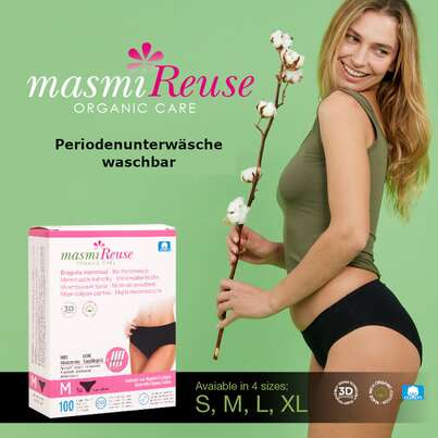 Sie sehen eine Packung Masmi Öko Menstruationstasse Größe M, Produktbild: 02 Masmi Öko Menstruationstasse Größe M, A-Nr.: 4620834 - 02