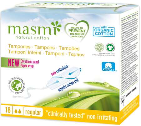 Sie sehen eine Packung Masmi Organic Care - Bio Tampons Classic, Produktbild: 01 Masmi Organic Care - Bio Tampons Classic, A-Nr.: 4368872 - 01