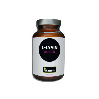 Sie sehen eine Packung Hanoju L-Lysin Kapseln 500mg, Produktbild: 01 Hanoju L-Lysin Kapseln 500mg, A-Nr.: 4255518 - 01