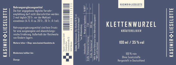 Sie sehen eine Packung Kasimir und Lieselotte Klettenwurzel Tinktur, Produktbild: 03 Kasimir und Lieselotte Klettenwurzel Tinktur, A-Nr.: 5176318 - 03