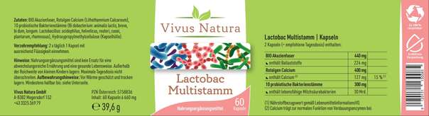 Sie sehen eine Packung Lactobac Darmbakterien Multistamm Kapseln, Produktbild: 01 Lactobac Darmbakterien Multistamm Kapseln, A-Nr.: 5758836 - 01