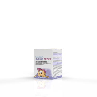Sie sehen eine Packung Lactobact JUNIOR DROPS, Produktbild: 01 Lactobact JUNIOR DROPS, A-Nr.: 4302778 - 01