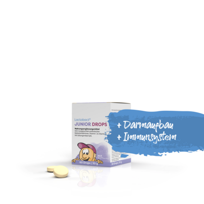 Sie sehen eine Packung Lactobact JUNIOR DROPS, Produktbild: 03 Lactobact JUNIOR DROPS, A-Nr.: 4302778 - 03
