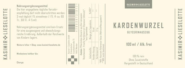 Sie sehen eine Packung Kasimir und Lieselotte Karde Liquid alkoholfrei, Produktbild: 03 Kasimir und Lieselotte Karde Liquid alkoholfrei, A-Nr.: 5176815 - 03