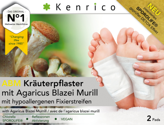 Sie sehen eine Packung ABM Kräuterpflaster mit Agaricus Blazei Murill, Produktbild: 02 ABM Kräuterpflaster mit Agaricus Blazei Murill, A-Nr.: 4831465 - 02
