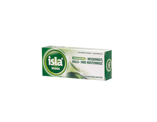 Sie sehen eine Packung isla moos Halspastillen 30 Stück, Produktbild: 01 isla moos Halspastillen 30 Stück, A-Nr.: 2695118 - 01