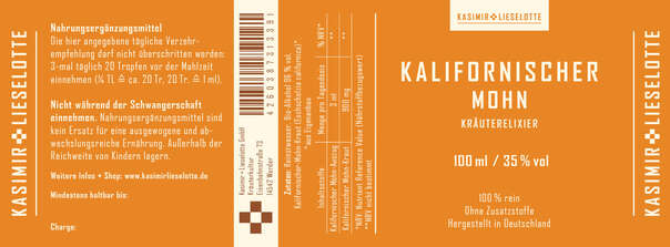 Sie sehen eine Packung Kasimir und Lieselotte Kalifornischer Mohn Liquid alkoholfrei, Produktbild: 03 Kasimir und Lieselotte Kalifornischer Mohn Liquid alkoholfrei, A-Nr.: 5176962 - 03