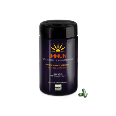 Sie sehen eine Packung Immun Chlorella Kapseln (120 Stk., 64g), Produktbild: 02 Immun Chlorella Kapseln (120 Stk., 64g), A-Nr.: 5186498 - 02