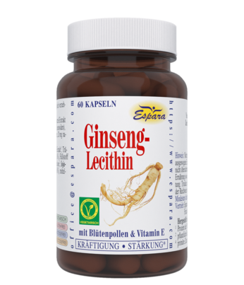 Sie sehen eine Packung Espara Ginseng-Lecithin Kapseln, Produktbild: 01 Espara Ginseng-Lecithin Kapseln, A-Nr.: 2383703 - 01