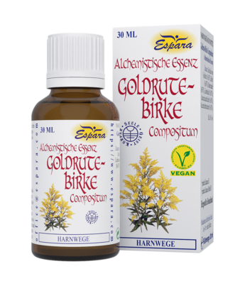 Sie sehen eine Packung Espara Goldrute-Birke Compositum Alchemistische Essenz, Produktbild: 01 Espara Goldrute-Birke Compositum Alchemistische Essenz, A-Nr.: 4040019 - 01