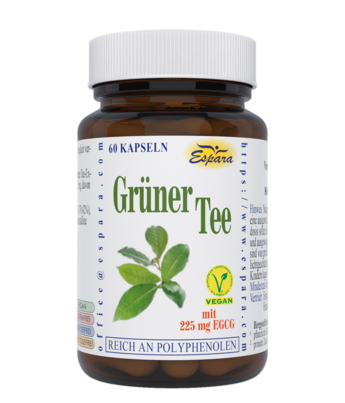 Sie sehen eine Packung Espara Grüner Tee Kapseln, Produktbild: 01 Espara Grüner Tee Kapseln, A-Nr.: 2994200 - 01