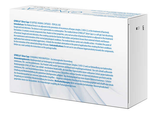 Sie sehen eine Packung Gynella Silver Caps, Produktbild: 04 Gynella Silver Caps, A-Nr.: 4828718 - 04
