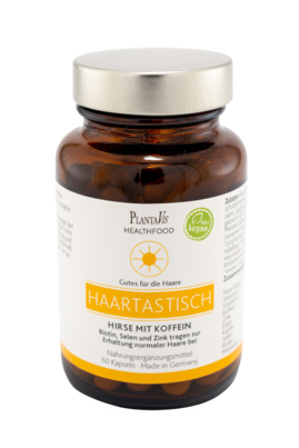Sie sehen eine Packung HaarTastisch - Hirse mit Koffein Kapseln, Produktbild: 03 HaarTastisch - Hirse mit Koffein Kapseln, A-Nr.: 4488547 - 03