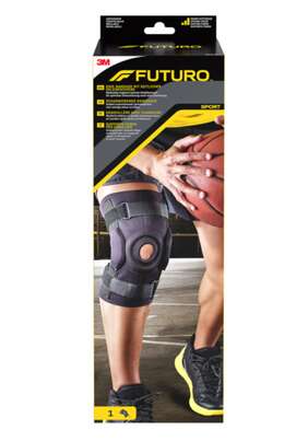 Sie sehen eine Packung FUTURO™ Knie-Bandage mit seitlicher Gelenkschiene, Verstellbar SPORT (40.6 - 55.9 cm), Produktbild: 01 FUTURO™ Knie-Bandage mit seitlicher Gelenkschiene, Verstellbar SPORT (40.6 - 55.9 cm), A-Nr.: 5233329 - 01