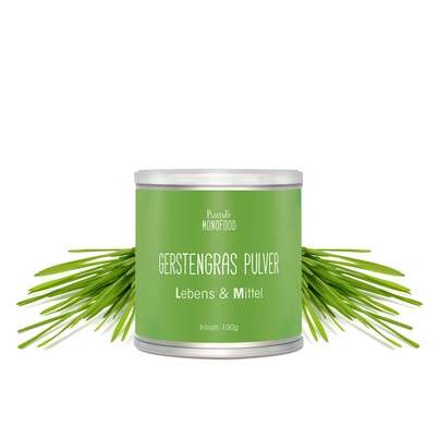 Sie sehen eine Packung Gerstengras Pulver 100g, Produktbild: 03 Gerstengras Pulver 100g, A-Nr.: 4546546 - 03