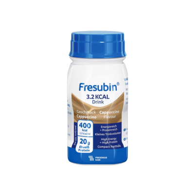 Sie sehen eine Packung Fresubin® 3,2 kcal Drink Cappuccino, Produktbild: 01 Fresubin® 3,2 kcal Drink Cappuccino, A-Nr.: 5458347 - 01