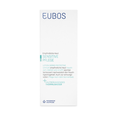 Sie sehen eine Packung Eubos Sensitiv Lotion Dermo Protectiv, Produktbild: 03 Eubos Sensitiv Lotion Dermo Protectiv, A-Nr.: 2490149 - 03