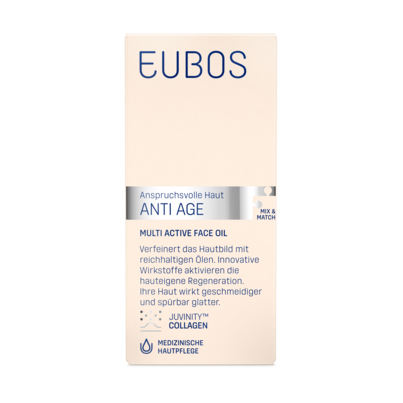 Sie sehen eine Packung Eubos Anti Age Multi Active Face Oil, Produktbild: 03 Eubos Anti Age Multi Active Face Oil, A-Nr.: 4939240 - 03