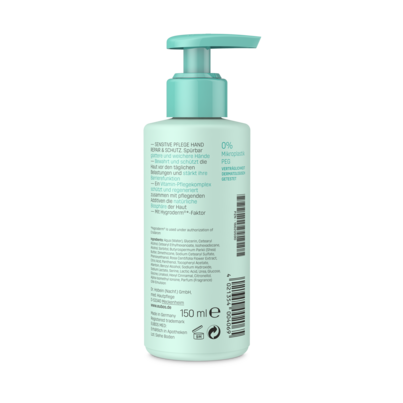 Sie sehen eine Packung Eubos Sensitiv Hand Repair und Schutz im Spender 150 ml, Produktbild: 01 Eubos Sensitiv Hand Repair und Schutz im Spender 150 ml, A-Nr.: 5401063 - 01