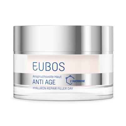 Sie sehen eine Packung Eubos Anti Age Hyaluron Repair Filler Day, Produktbild: 01 Eubos Anti Age Hyaluron Repair Filler Day, A-Nr.: 3177561 - 01