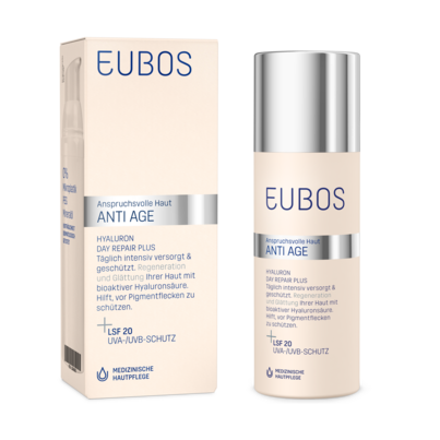 Sie sehen eine Packung Eubos Anti Age Hyaluron Day Repair Plus LSF 20, Produktbild: 06 Eubos Anti Age Hyaluron Day Repair Plus LSF 20, A-Nr.: 3698515 - 06
